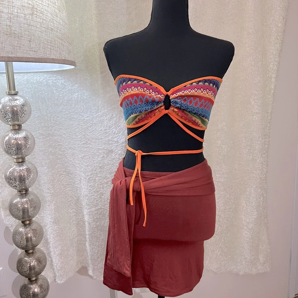 Bandeaux Top, size L; Sunburnt Skirt size 2 - Picture 1 of 8